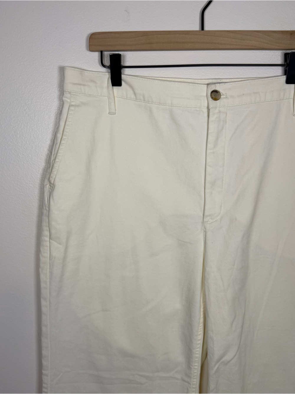 J. Crew Women’s Wide Leg Chino Trouser Pants Size 33 Cream Off White Preppy - Picture 3 of 7